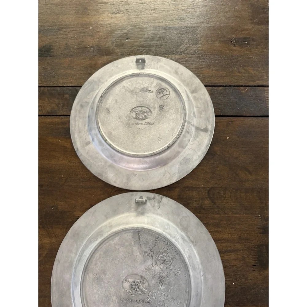 Vintage 1976 Great American Revolution Pewter Plates John Trumbull Set of 2
